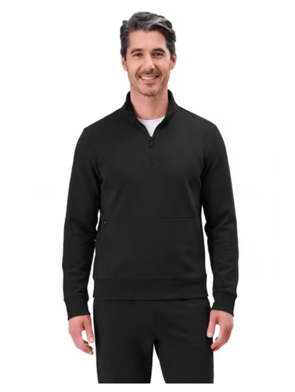 New With Tag Men's Black Sandwash Quarter-Zip Pullover In XL